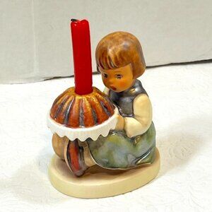Vintage Goebel Hummel Porcelain Girl Birthday Cake Figurine #338